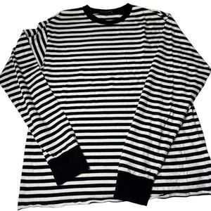 Brandy Melville Black & White Striped Crew Neck Tee